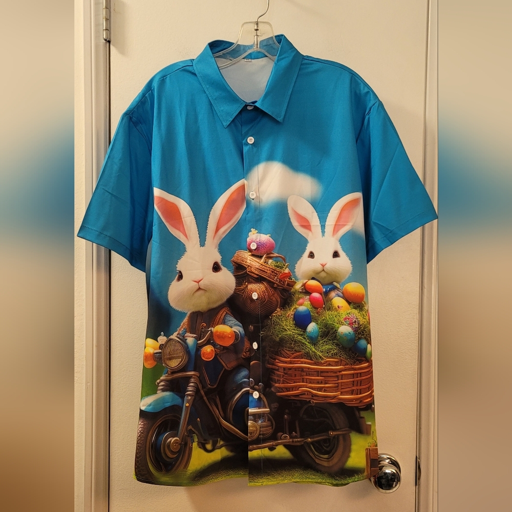 Blue Easter Bunny Graphic Shirt